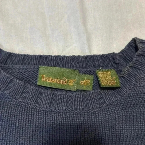 Timberland crewneck sweater logo front blue cream size XL - Picture 4 of 6